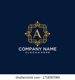 luxury emblem with initial logo design