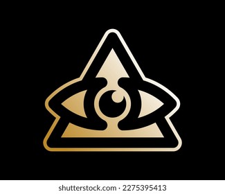 Luxury Emblem Label Eye Illuminati Pyramid Occult Masonic Esoteric Mystic Golden Vector Logo Design