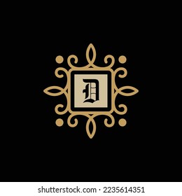 Luxury emblem monogram letter D design vector logo template	