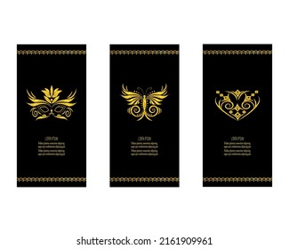 Luxury emblems for jewelry, beauty and fashion industry. Perfect idea for logo, invitation, flyer, theatre program, brochure. Vector design.