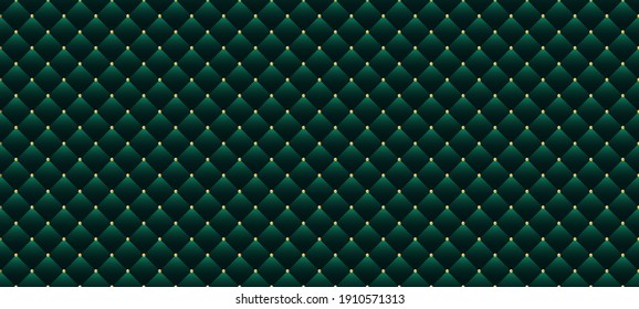 Luxury emerald background with golden beads. Seamless vector illustration. 