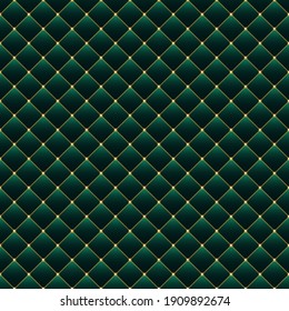 Luxury emerald background with golden chains and beads. Seamless vector illustration. 