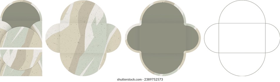 Luxury Envelope die cut and mock up template, Vector illustration. Envelopes mockup front and back view. Vector black isolated circuit envelope with mockups. International standard size
