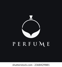 Luxury essence fragrance perfume logo design isolated background.