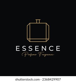 Luxury essence fragrance perfume logo design isolated background.