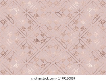 Luxury Ethnic Geometric Seamless Pattern With Bronze Rhombus Tiles.