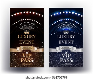 Eventos de luxo elegantes Vip Passes. Ilustração vetorial