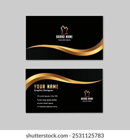 Luxury in Every Detail: Golden and Black Business Card vector