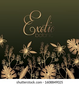 luxury exotic botany golden decoration vector illustration design