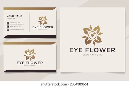 Luxury eye flower logo and business card template