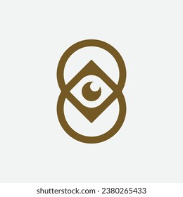 luxury eye geometric gold line logo design