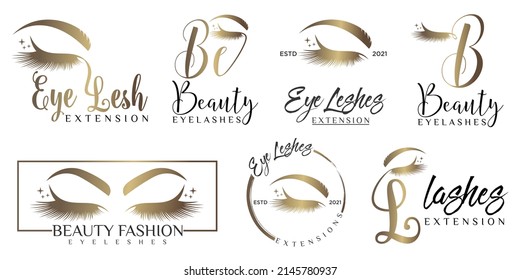 Luxury Eye lashes icon set logo design with creative modern concept