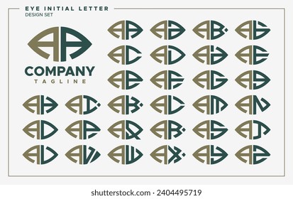 Luxury eye or leaf shape letter A AA logo design set