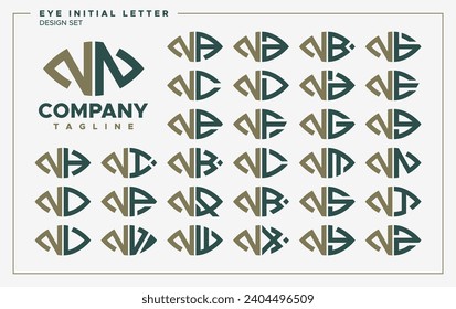 Luxury eye or leaf shape letter N NN logo design set
