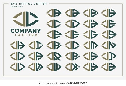 Luxury eye or leaf shape letter J JL logo design set