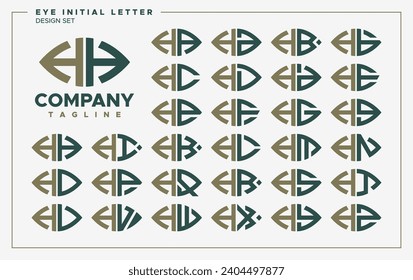 Luxury eye or leaf shape letter H HH logo design set