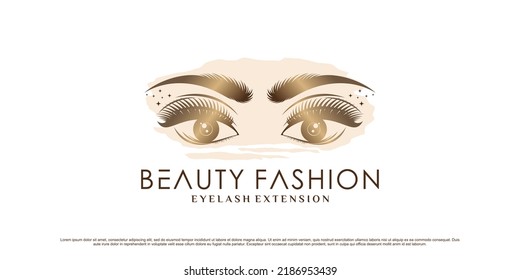 Luxury eyelash extension logo design for beauty fashion with creative element Premium Vector