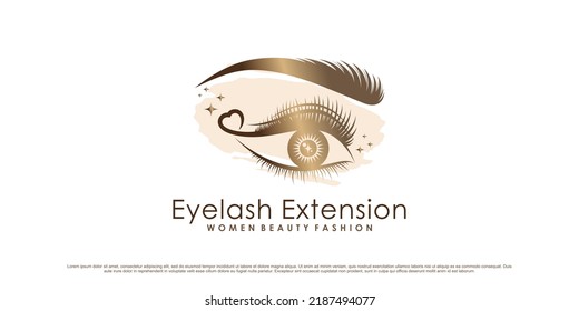 Luxury eyelash extension logo design for beauty fashion with creative element Premium Vector