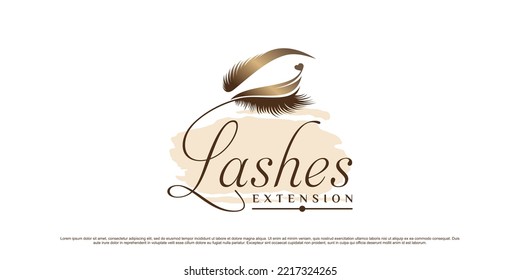 Luxury eyelashes logo design template for makeup salon with creative element concept