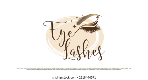 Luxury eyelashes logo design template for makeup salon with creative element concept