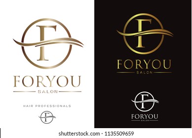 Luxury F Letter in circle Logo/Icon