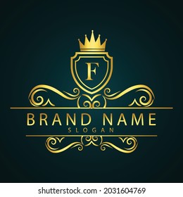 luxury F letter logo design