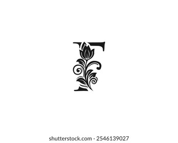 Logotipo de carta F desenhado à mão de luxo. Elegante Floral e Ornate F Logo. Design Caligráfico Personalizado. Vintage e design sofisticado. Timeless, estilo real, refinado e elegante. Arte De Logotipo Personalizada Artesanal.