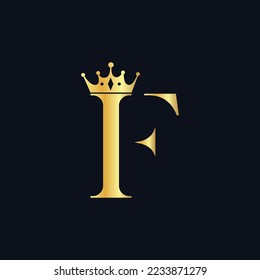 Luxury F logo with crown, jewelry F logo