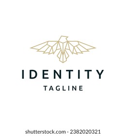Luxury falcon with line art style logo design template flat vector
