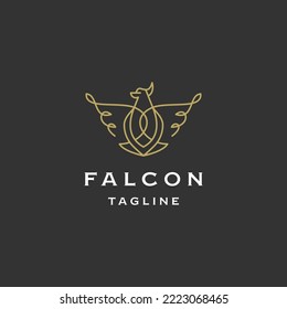 Luxury falcon line logo icon design template flat vector