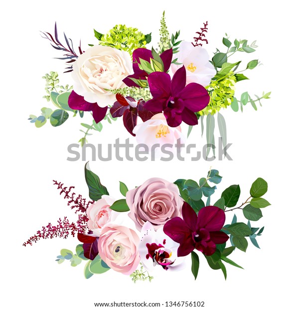 Luxury Fall Floral Vector Bouquetsdark White Stock Vector Royalty Free 1346756102