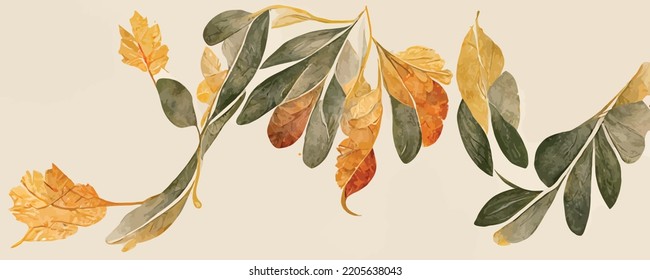 luxury fall wedding invitation card template, watercolor