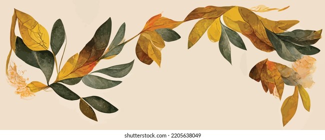 luxury fall wedding invitation card template, watercolor