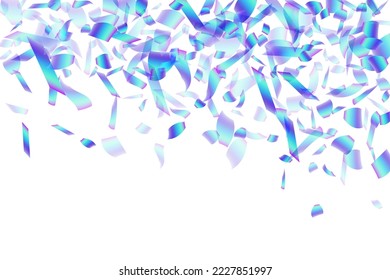Luxus fallend Konfetti-Streuung, Vektorhintergrund. Blaue Hologramm-Partikel Fistenvektorgrafik. Überraschung brach fliegende Konfetti aus. Preisverleihung, Illustration zur Dekoration. Popularunterhaltung
