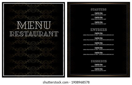 Luxury Fancy Restaurant Menu Design Card