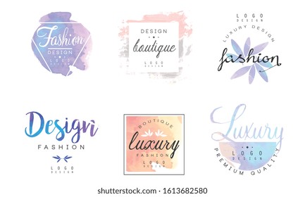 Luxury Fashion Boutique Logo Design Templates Collection, Premium Quality Badges Vector Illustration