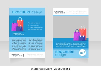 Luxury fashion brand sales blank brochure design. Template set with copy space for text. Premade corporate reports collection. Editable 2 paper pages. Ubuntu Bold, Raleway Regular fonts used