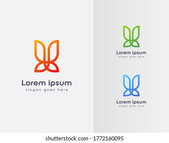 Luxury fashion flower logo abstract linear style. looped tulip rose lines logotype design template Free Vector
