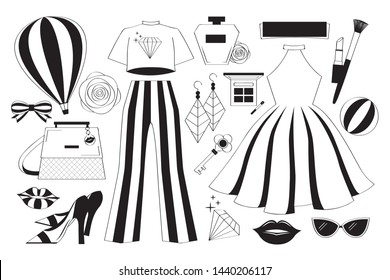 luxury fashion outline vector set  