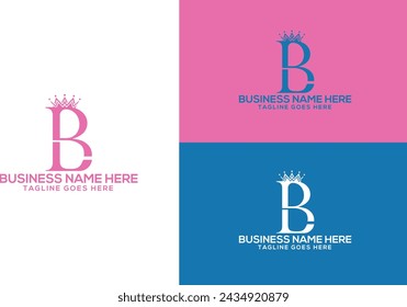 Luxury and fashionable Letter B Logo with crown. BL logo design with crown