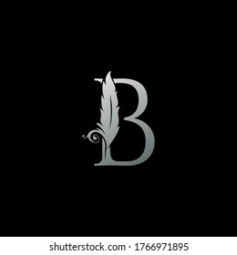 Luxury Feather Letter B logo Icon. Monogram logo template design concept for identity of law, lawyer, legal officer, firm, notary