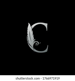Luxury Feather Letter Clogo Icon. Monogram logo template design concept for identity of law, lawyer, legal officer, firm, notary