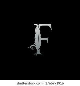 Luxury Feather Letter F logo Icon. Monogram logo template design concept for identity of law, lawyer, legal officer, firm, notary