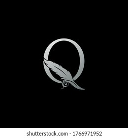 Luxury Feather Letter Q logo Icon. Monogram logo template design concept for identity of law, lawyer, legal officer, firm, notary