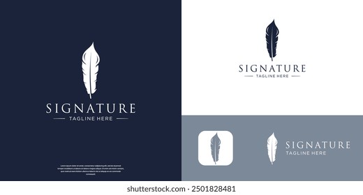 luxury feather logo design template inspiration.
