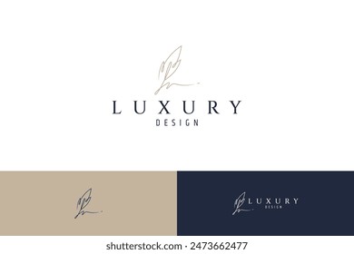 Luxury feather or quill logo