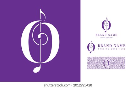 Luxury feminine and music style alphabet logo using letter O with variation and floral pattern for boutique, rhythm, decoration business