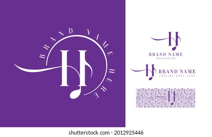 Luxury feminine and music style alphabet logo using letter H with variation and floral pattern for boutique, rhythm, decoration business