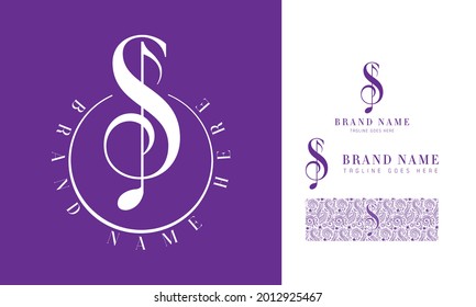 Luxury feminine and music style alphabet logo using letter S with variation and floral pattern for boutique, rhythm, decoration business