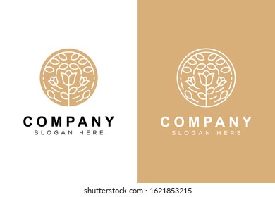 luxury feminine rose flower line art  logo set vector template
